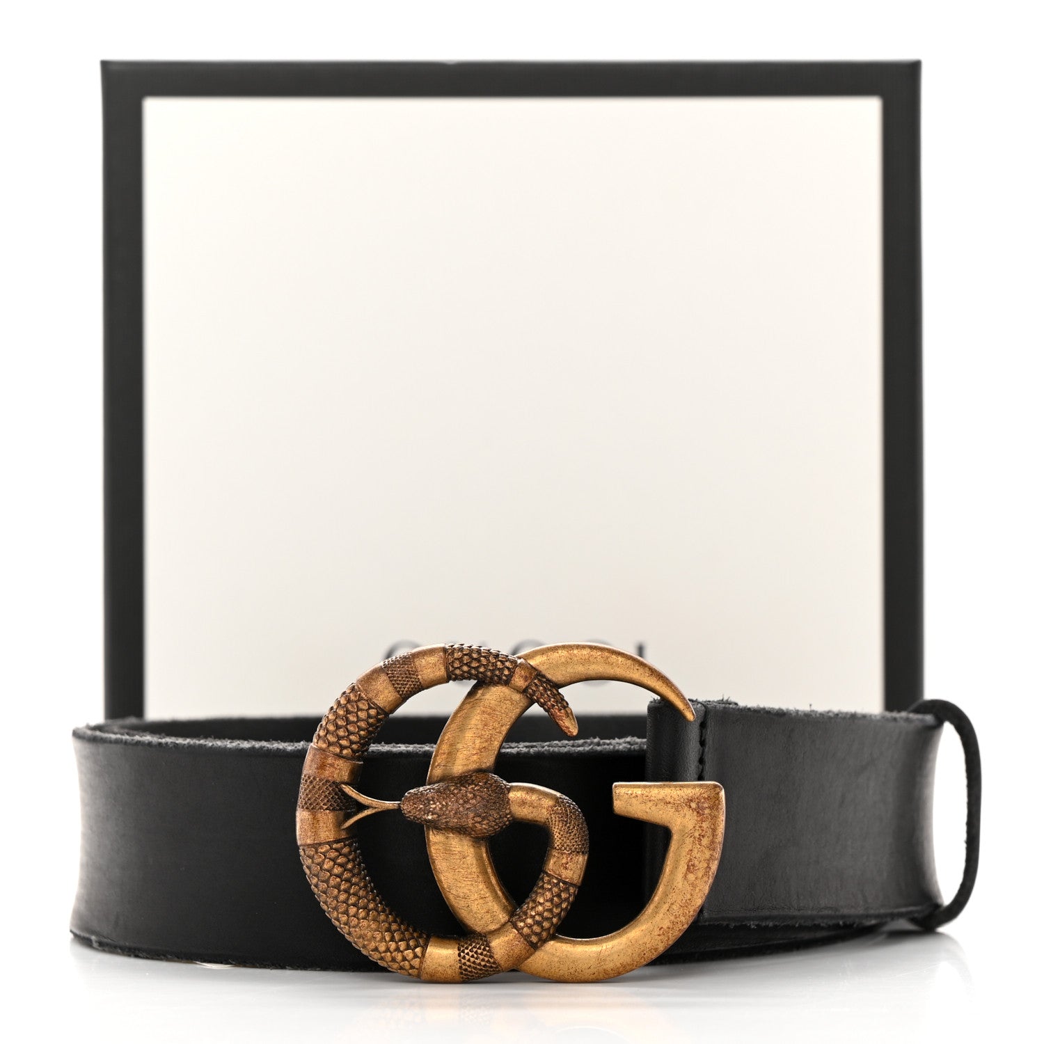 Gucci Faded Calfskin Snake Double G 40mm Belt 100/40 Black 11 of 11