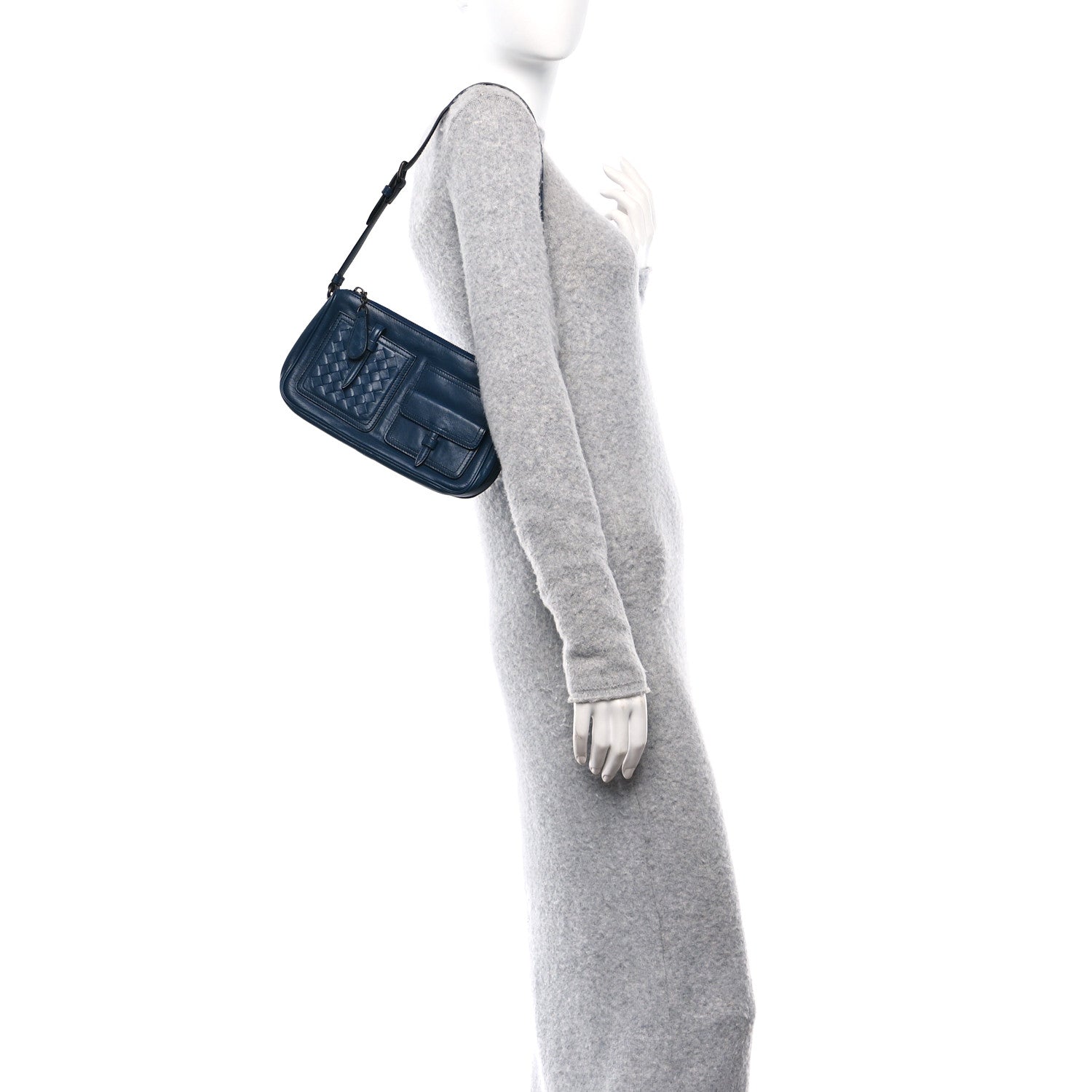 Bottega Veneta Nappa Intrecciato Multipocket Shoulder Bag Blue 2 of 10