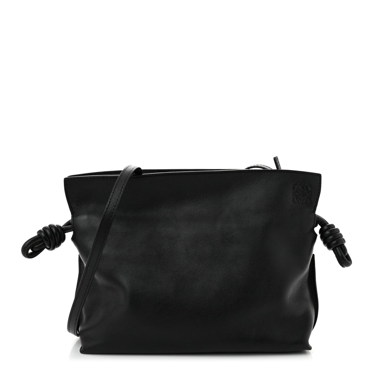 Calfskin Mini Flamenco Knot Clutch Black
