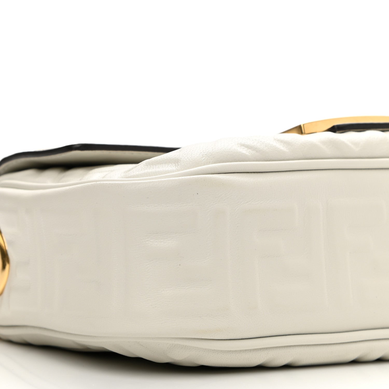 Fendi Nappa Small FF Embossed Midi Chain Baguette White 9 of 10