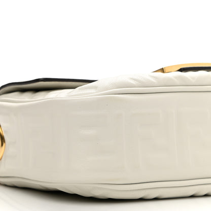 Fendi Nappa Small FF Embossed Midi Chain Baguette White 9 of 10