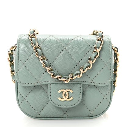 Chanel Caviar Quilted Mini Clutch With Chain Light Green 1 of 11