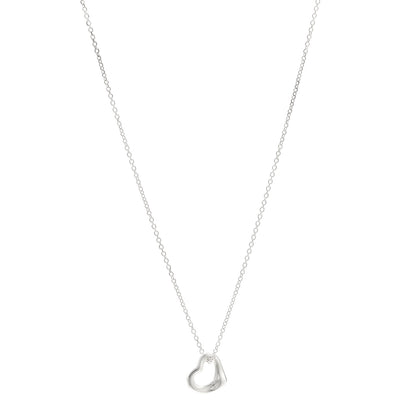 Tiffany Sterling Silver Elsa Peretti 11mm Open Heart Pendant Necklace 1 of 5