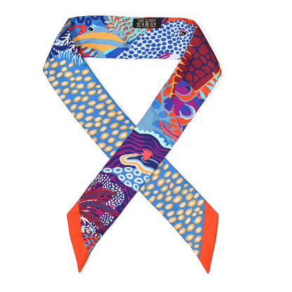 Hermes Silk Under The Waves Twilly Orange Bleu Fuchsia 1 of 4