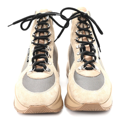 Jimmy Choo Suede Calfskin Inca Patchwork Platform Hiking Boots 39 White Sand Natural 3 of 11