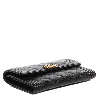 Chanel Caviar Quilted Boy Flap Card Holder Wallet Black 4 of 9