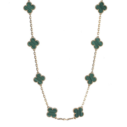 Van Cleef & Arpels 18K Yellow Gold Malachite 10 Motifs Vintage Alhambra Necklace 1 of 5
