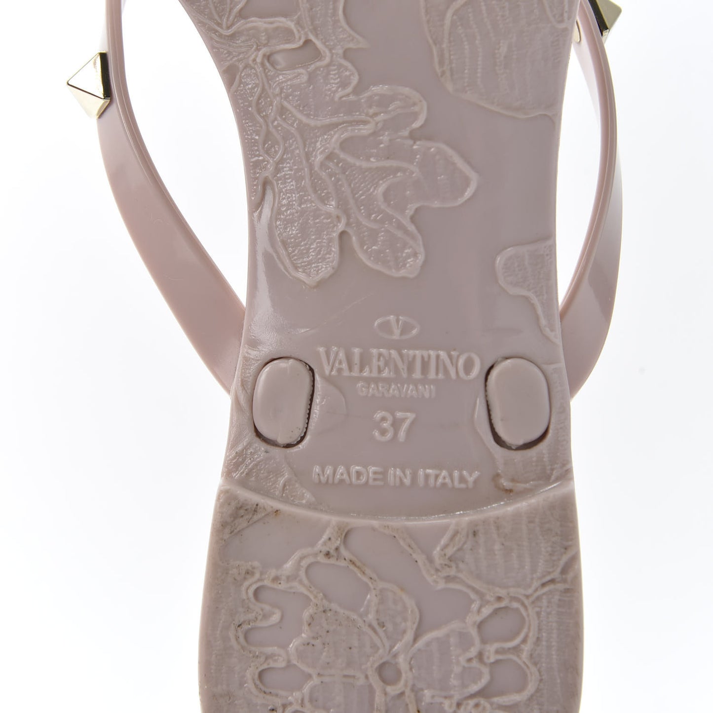 PVC Jelly Rockstud Bow Thong Sandals 37 Poudre