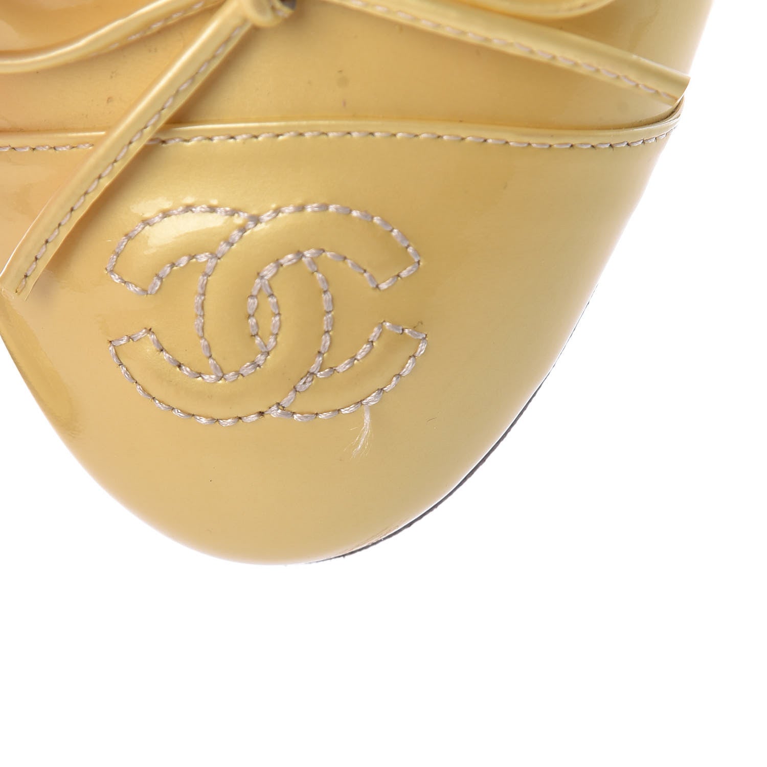 Chanel Calfskin Patent CC Cap Toe Ballerina Flats 39 Yellow 18 of 18