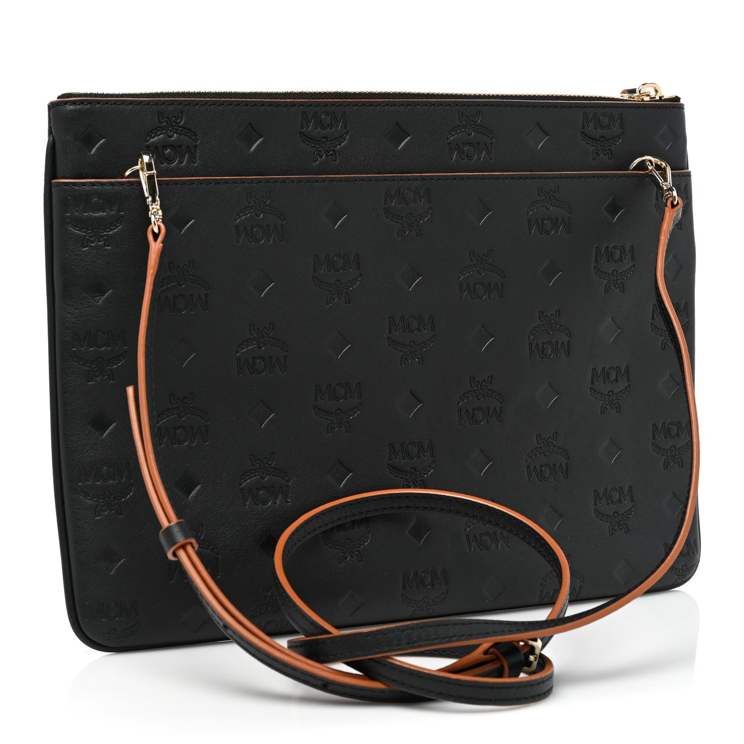 MCM Calfskin Monogram Klara Crossbody Pouch Black 3 of 8