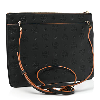 MCM Calfskin Monogram Klara Crossbody Pouch Black 3 of 8