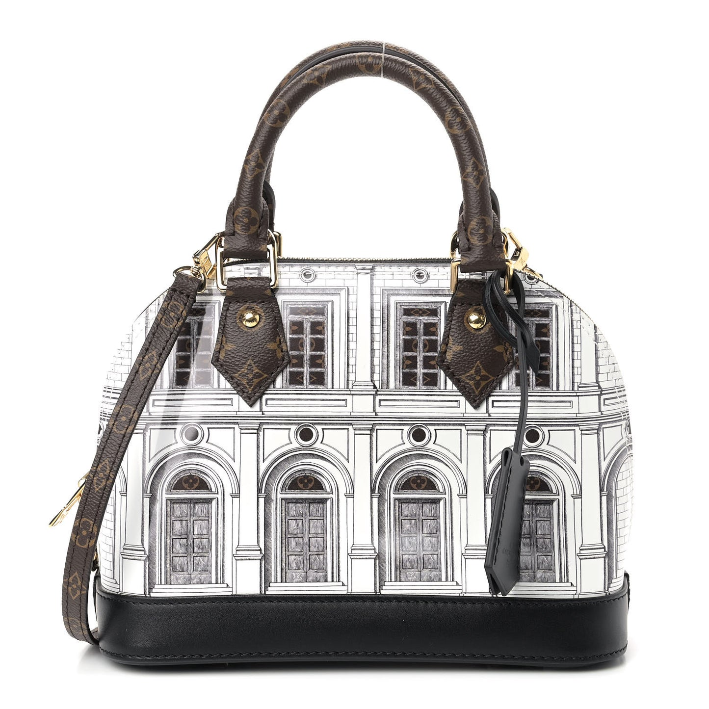 X FORNASETTI Calfskin Architettura Alma BB Black White