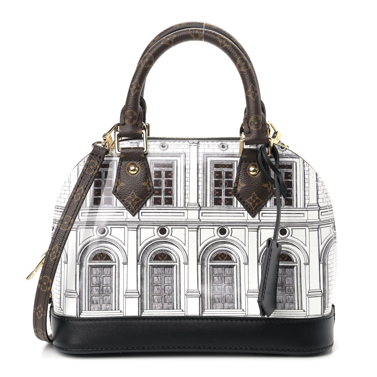 Louis Vuitton X FORNASETTI Calfskin Architettura Alma BB Black White 1 of 8