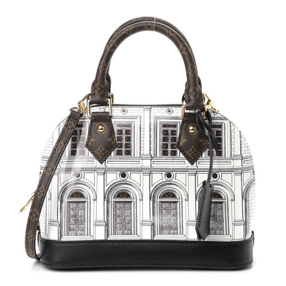 Louis Vuitton X FORNASETTI Calfskin Architettura Alma BB Black White 1 of 8