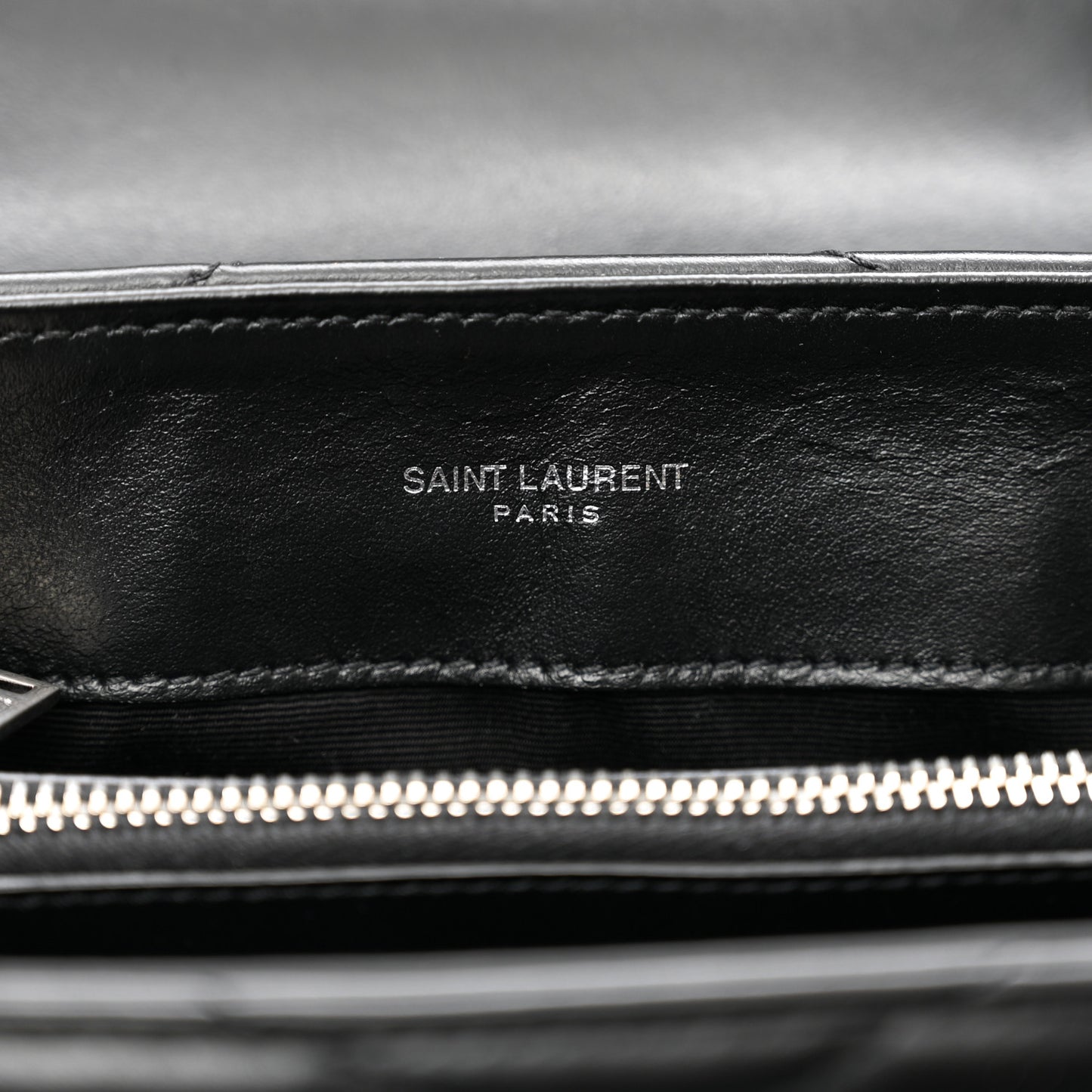 SAINT LAURENT Calfskin Y Quilted Monogram Small Loulou Chain Satchel Black