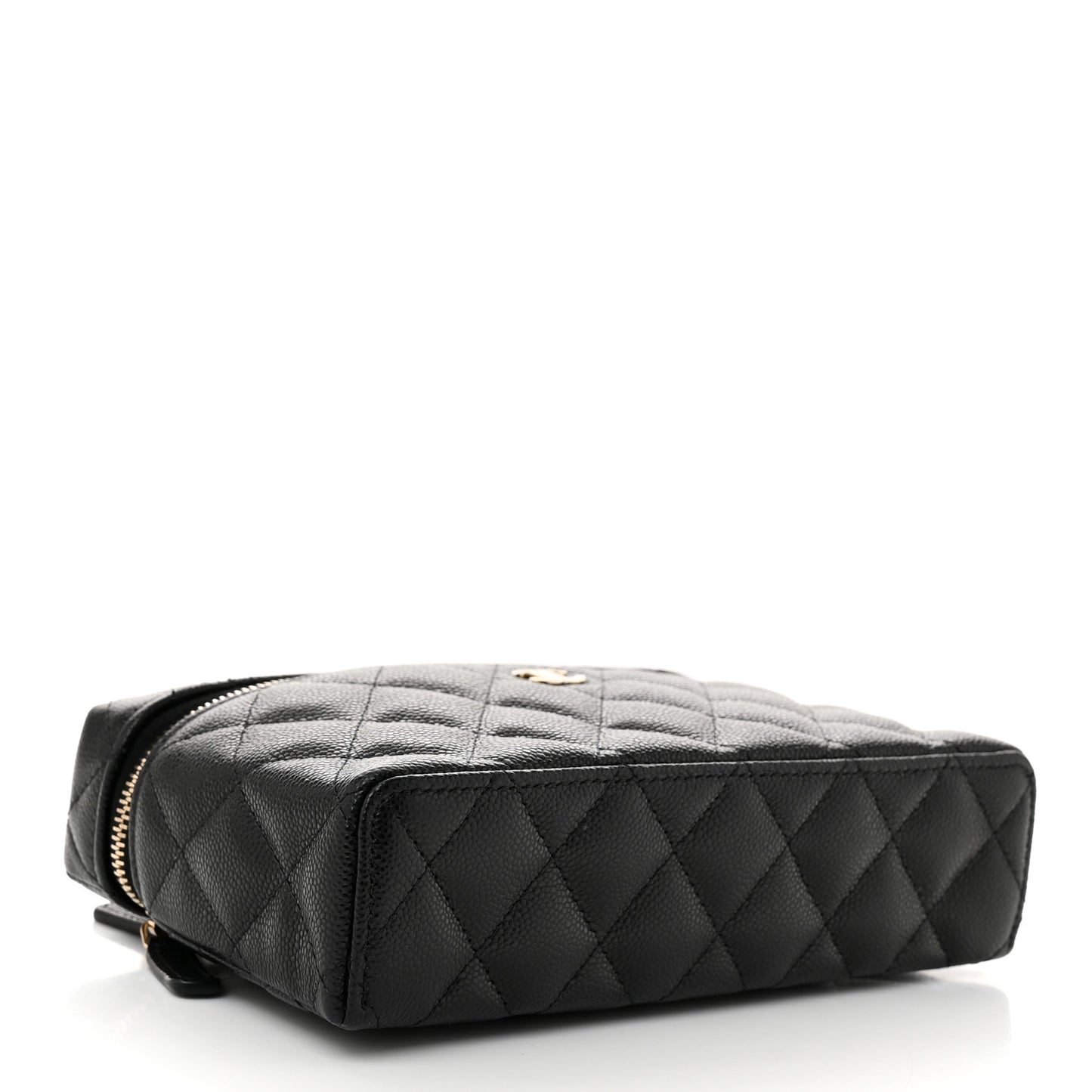 Caviar Quilted Top Handle Slim Vanity With Chain Black