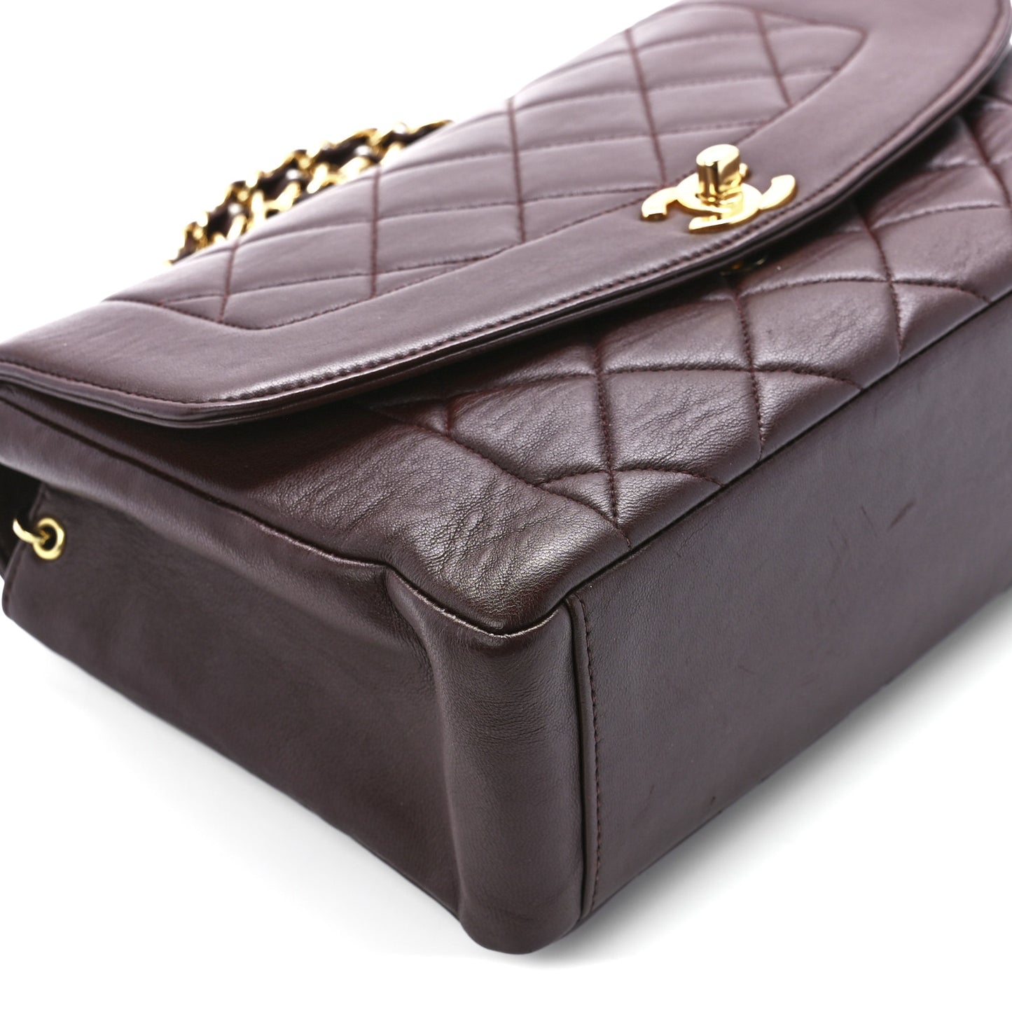 Lambskin Quilted Medium Single Flap Burgundy