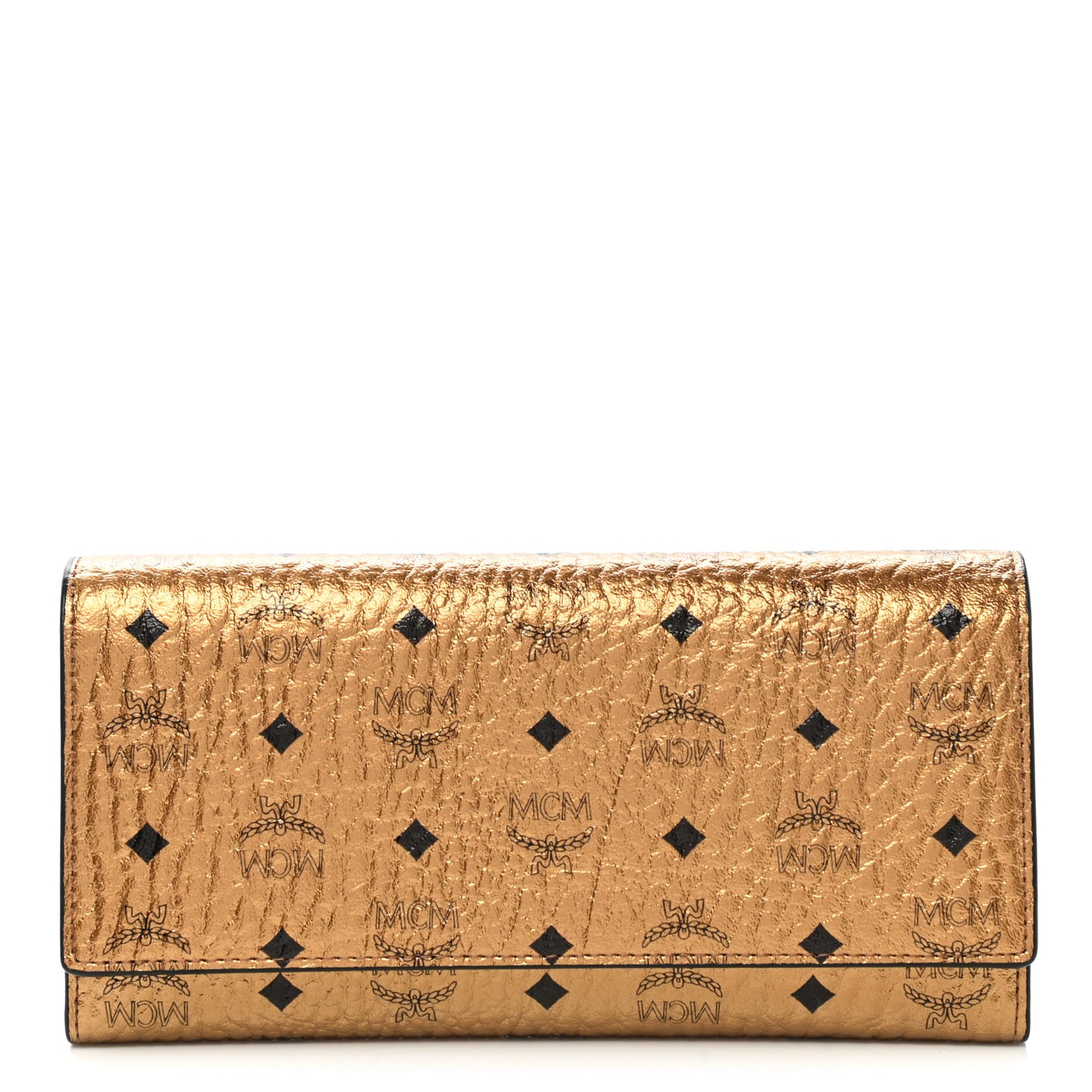 Metallic Visetos Continental Flap Wallet Gold