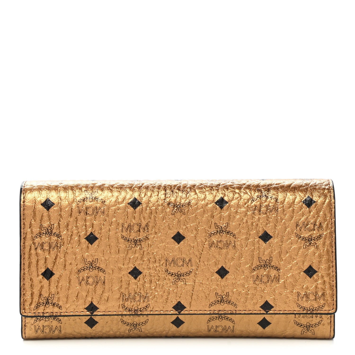 MCM Metallic Visetos Continental Flap Wallet Gold 1 of 10