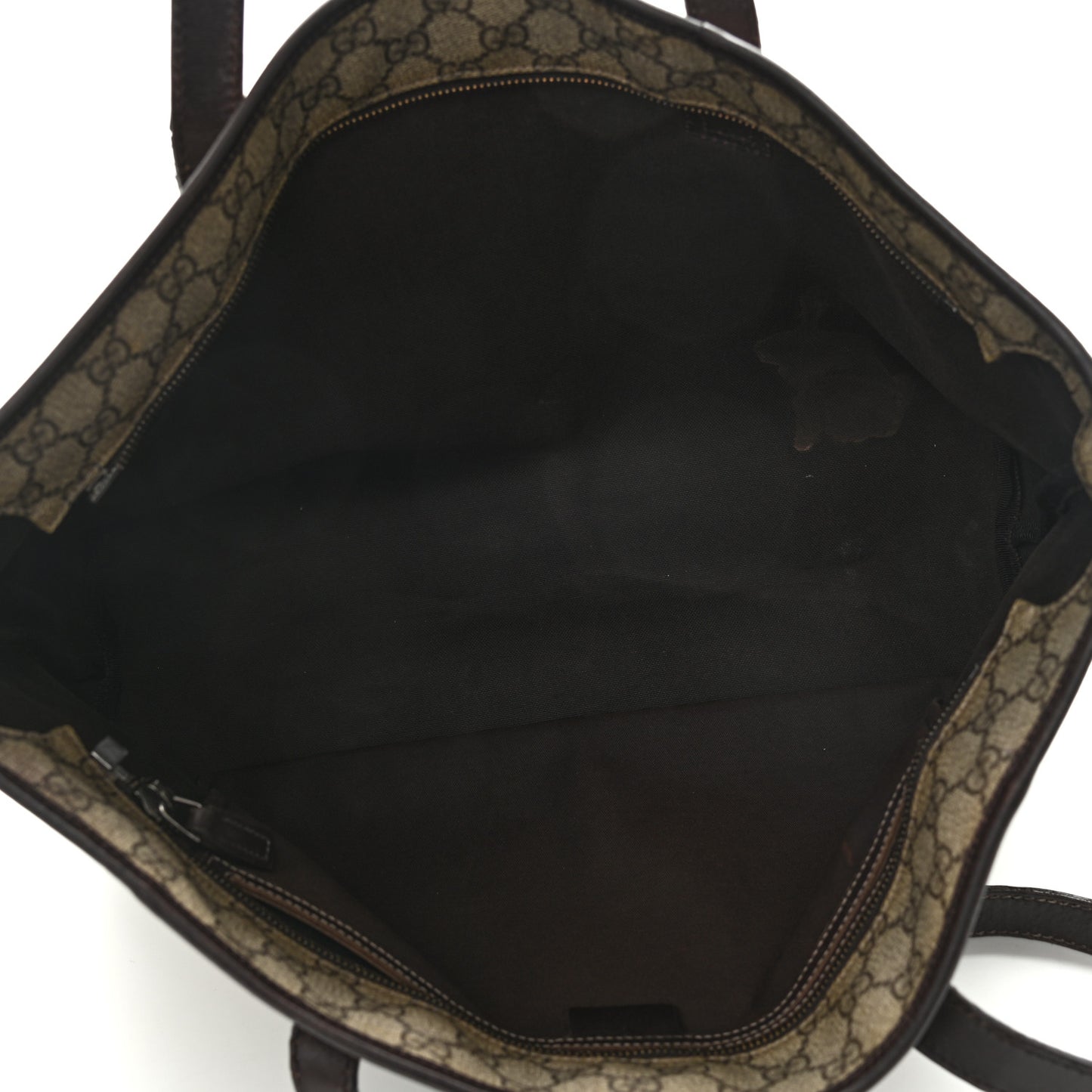 GG Supreme Monogram Medium Zippered Shopping Tote Dark Brown