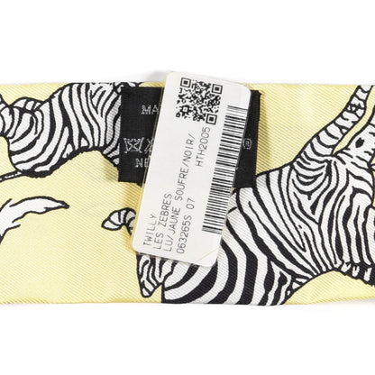 Hermes Silk Les Zebres Twilly Jaune Soufre Black 4 of 4
