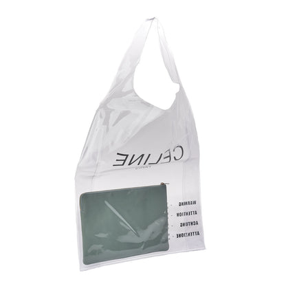 Celine Plastic Bag with Cloudy Lambskin Solo Zip Pouch Clutch Celadon 4 of 8