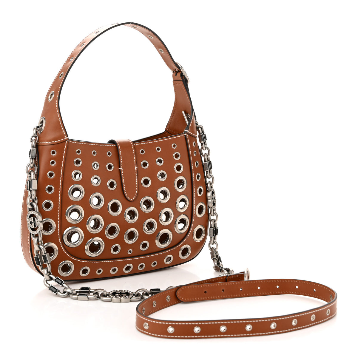 Gucci Calfskin Ha Ha Ha Jackie 1961 Eyelet Hobo Cuir 1764981  display picture 3