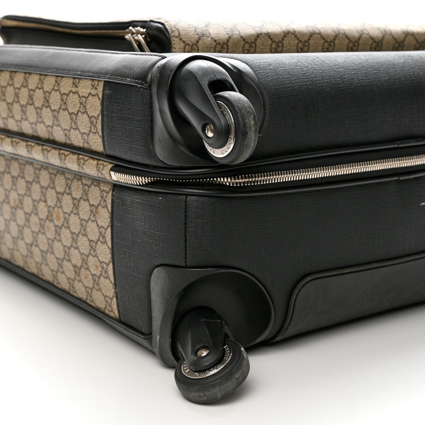 GG Supreme Monogram Four Wheel Suitcase Black