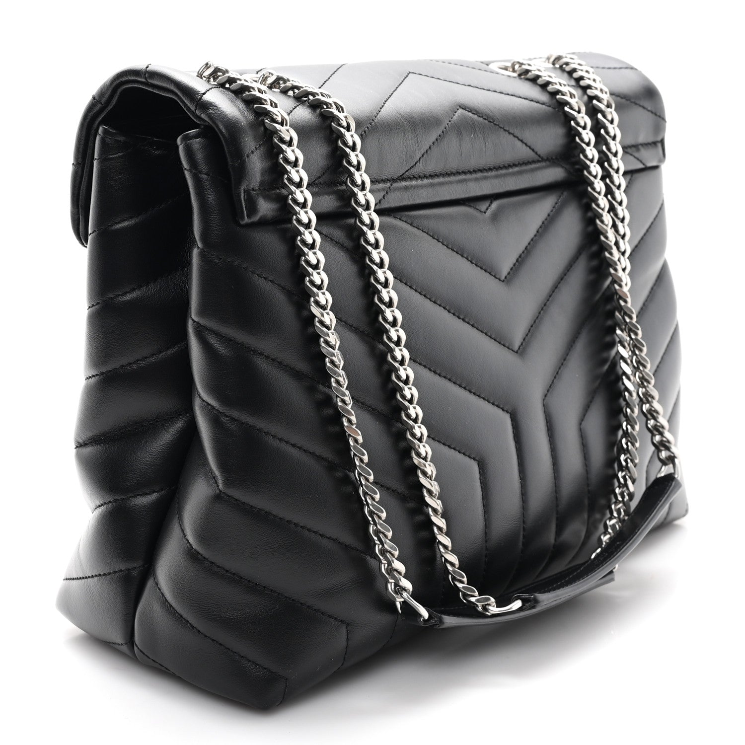 Saint Laurent Calfskin Y Quilted Monogram Medium Loulou Chain Satchel Black 3 of 11