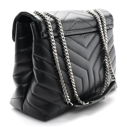 Saint Laurent Calfskin Y Quilted Monogram Medium Loulou Chain Satchel Black 3 of 11