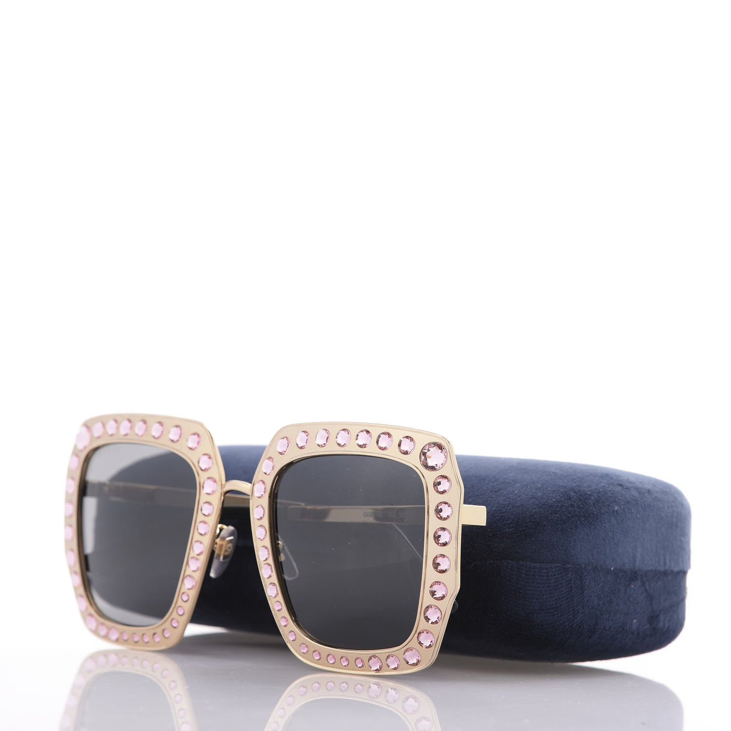 Gucci Metal Acetate Crystal Oversize GG0115S Sunglasses Gold 9 of 9