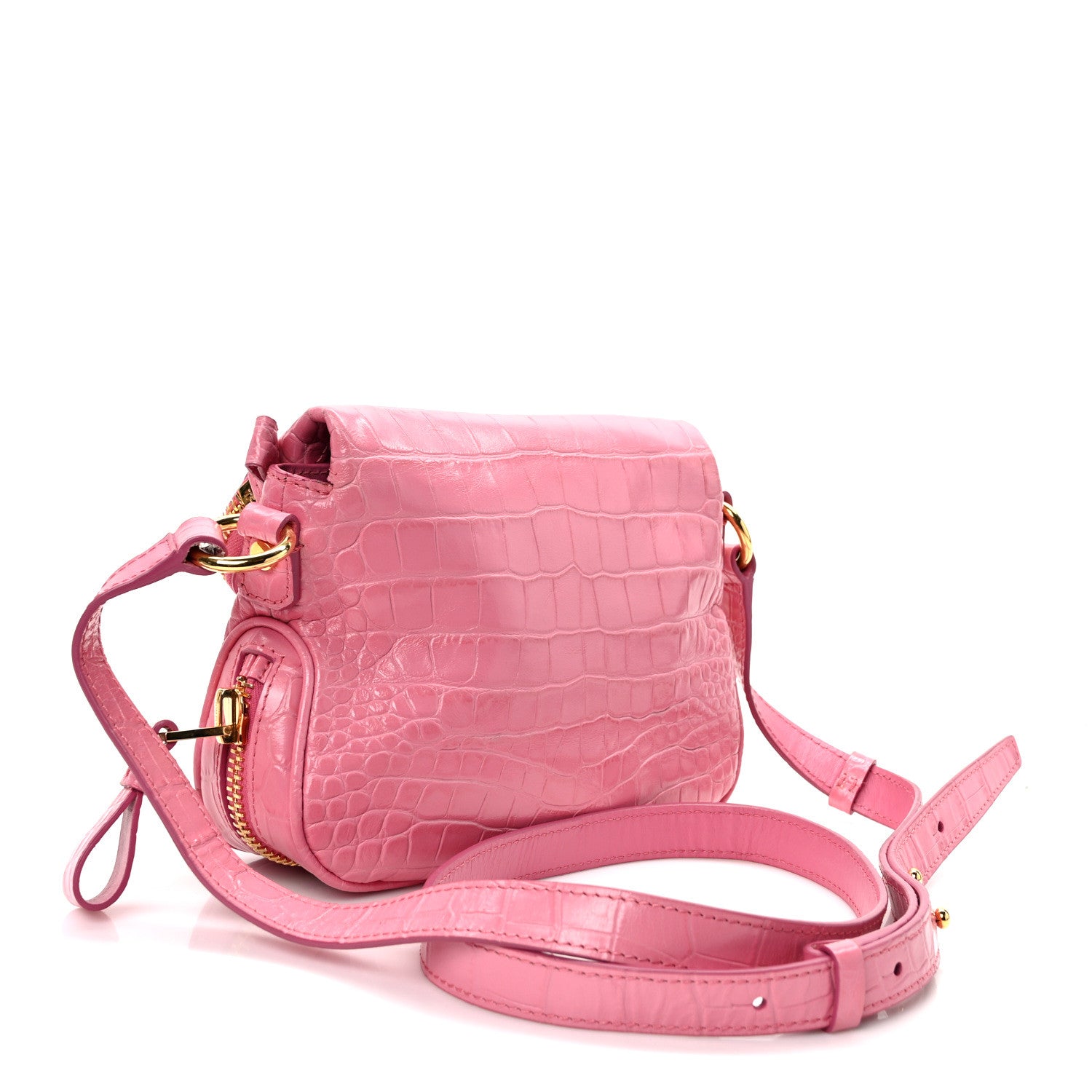 Tom Ford Calfskin Croc-Embossed Mini Jennifer Pink 3 of 11