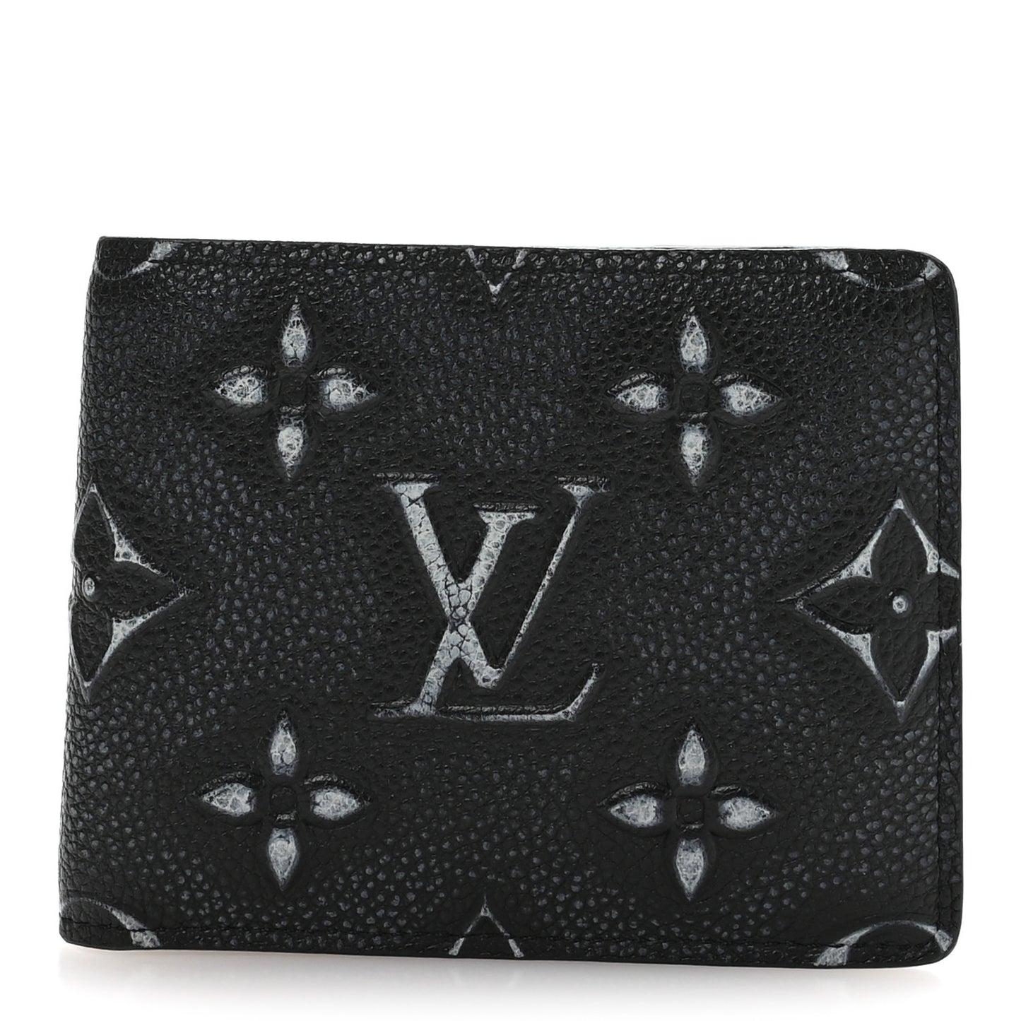 Cowhide Faded Monogram Slender Wallet Charcoal