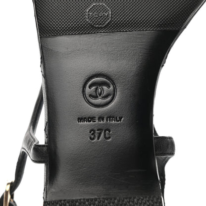 Chanel Calfskin Paris Dallas Quilted Star CC Thong Sandals 37 Black 5 of 8