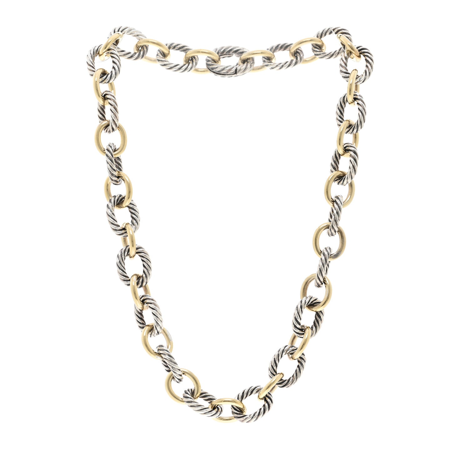 Sterling Silver 18K Yellow Gold 12mm Large Oval Link Necklace