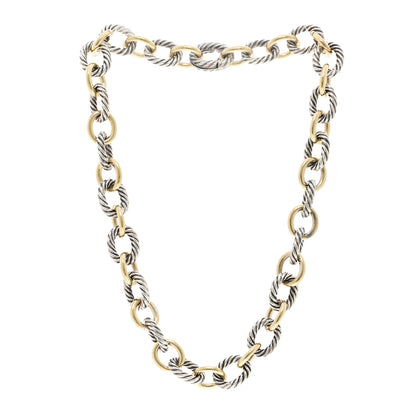David Yurman Sterling Silver 18K Yellow Gold 12mm Large Oval Link Necklace 3 of 5