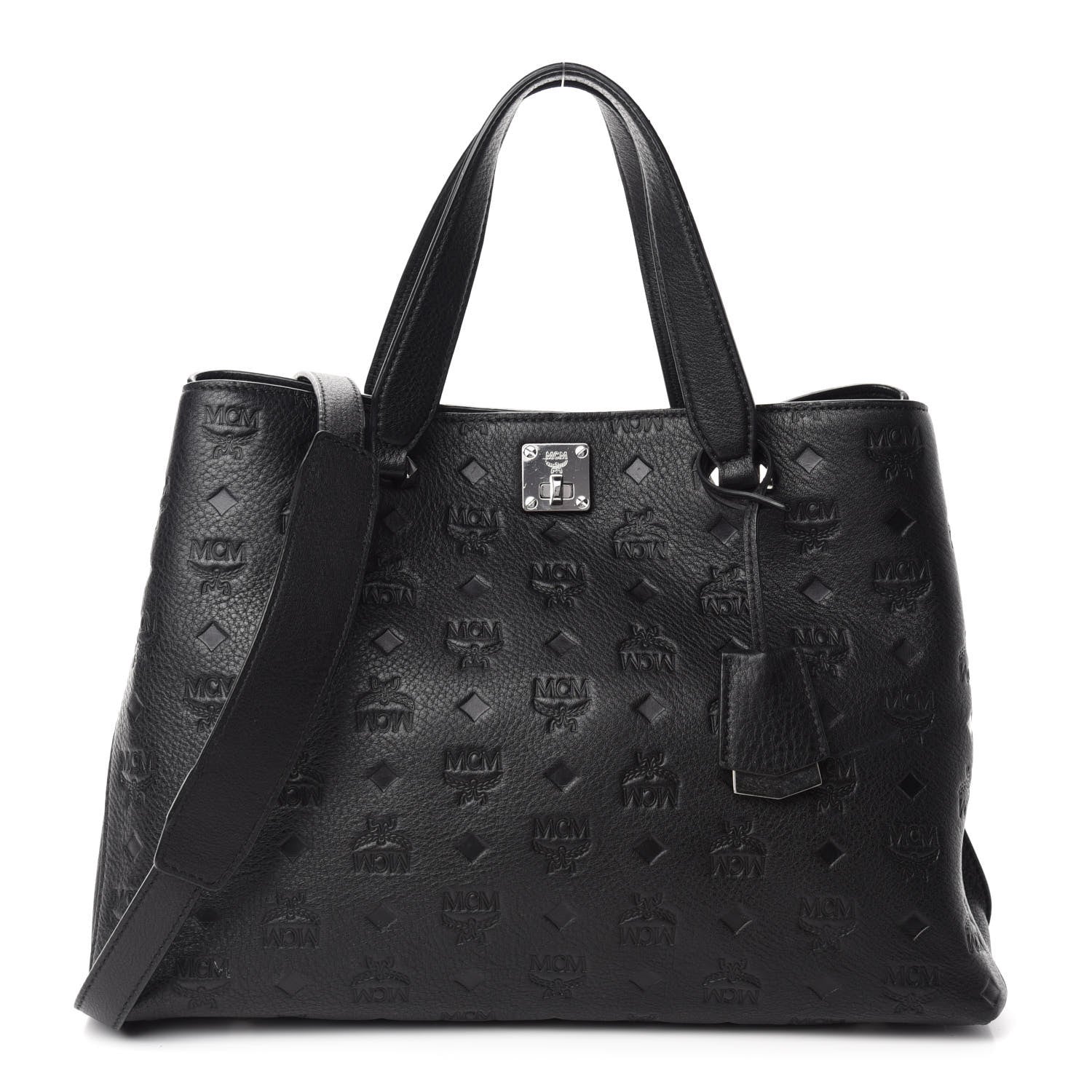 MCM Calfskin Ottomar Monogram Large Essential Tote Black 1 of 11