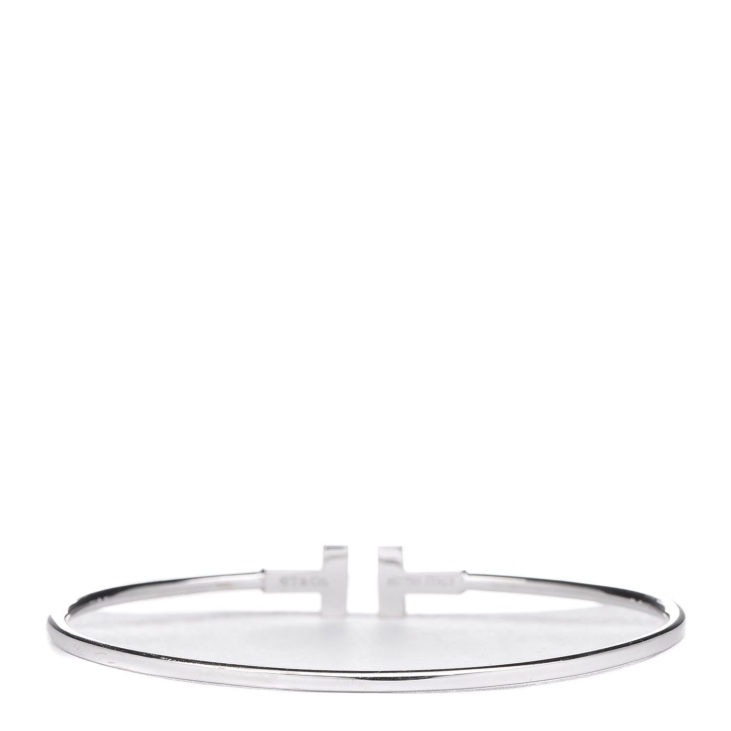 Tiffany 18K White Gold Narrow T Wire Bracelet 3 of 5