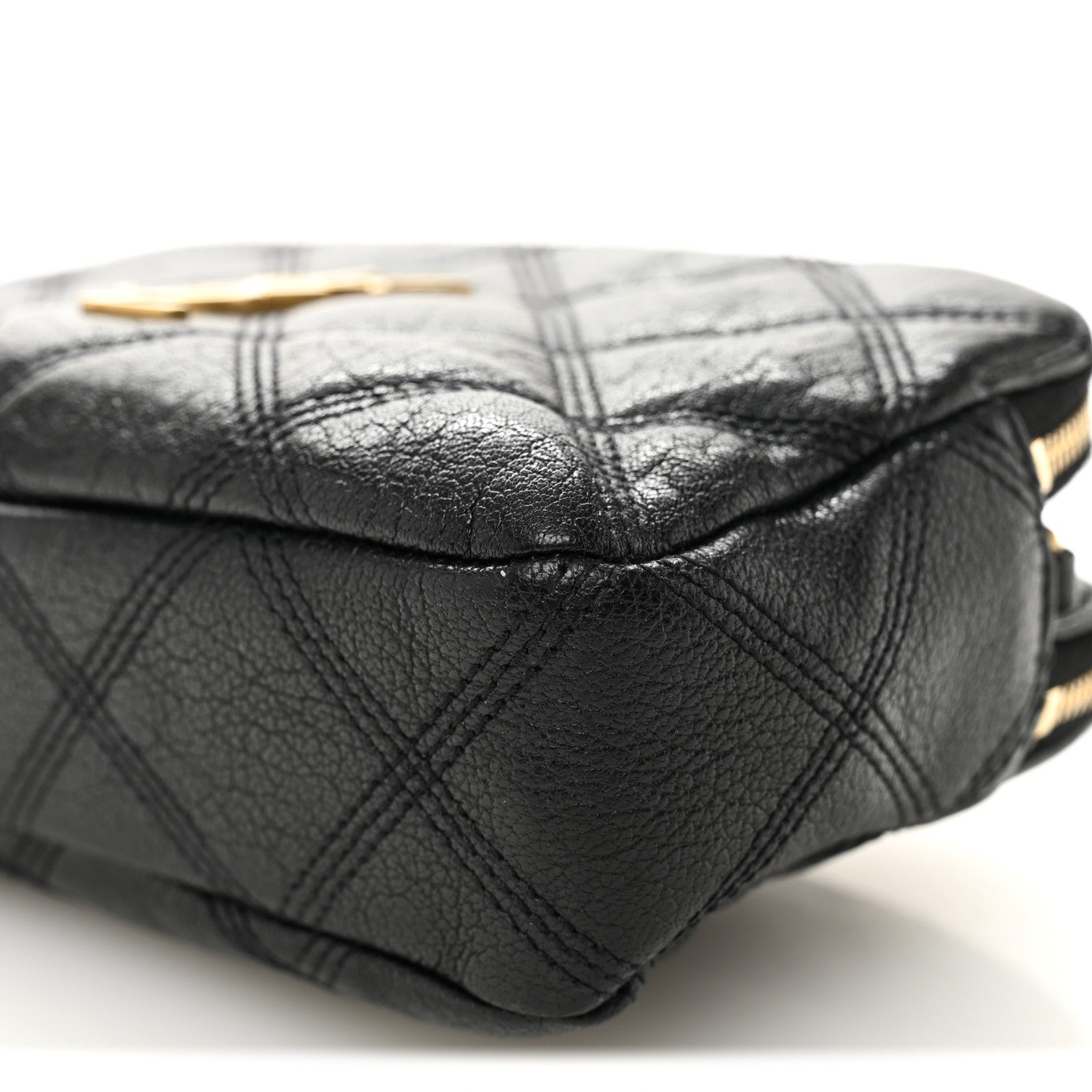 Saint Laurent Grained Lambskin Quilted Mini Becky Double Zip Bag Black 13 of 14