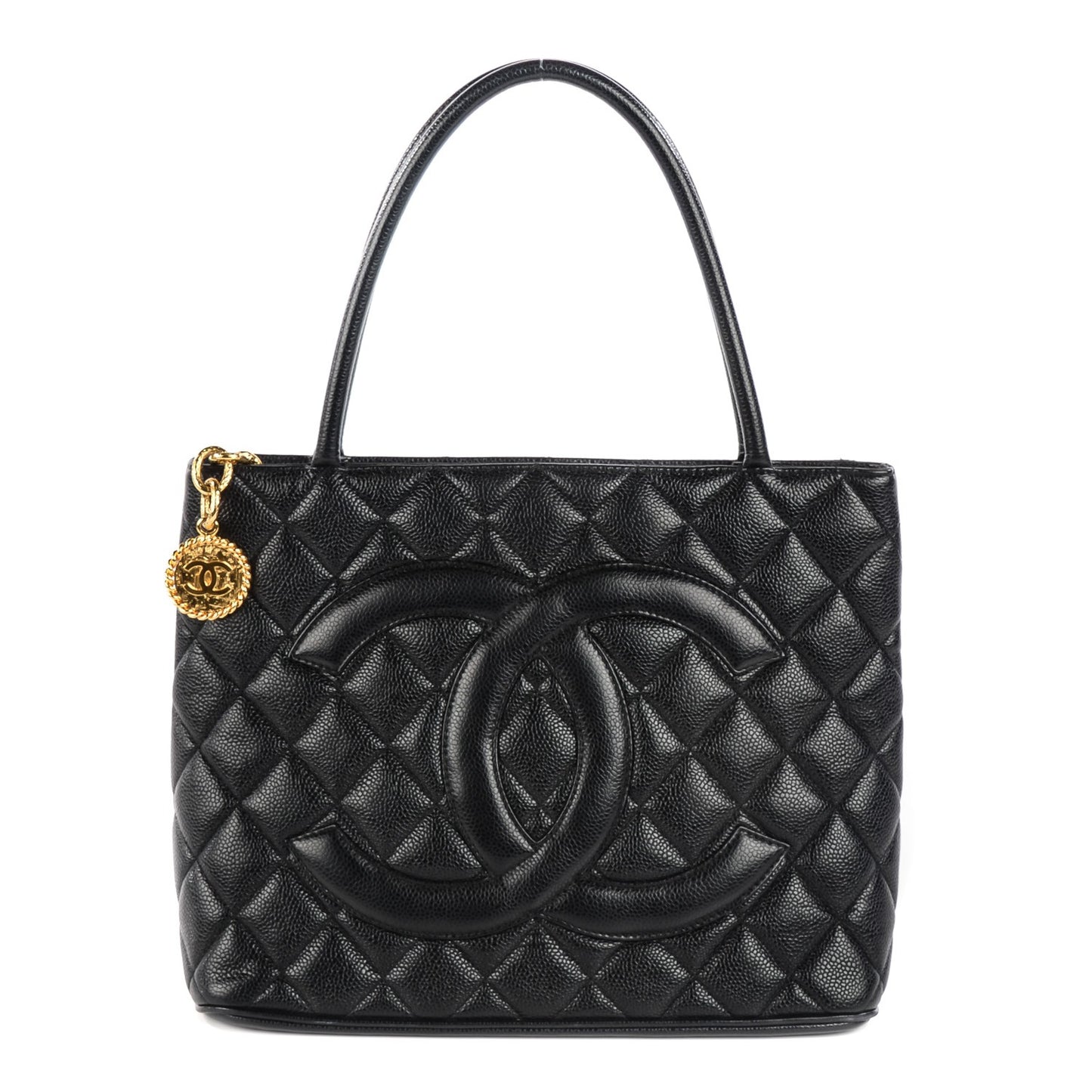 Caviar Quilted Medallion Tote Black