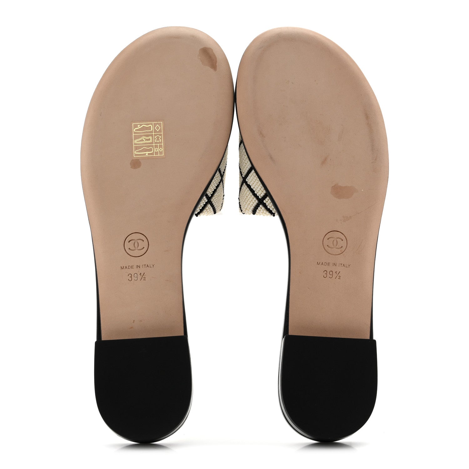 Chanel Pearl Embroidery CC Mules 39.5 Black White 6 of 10