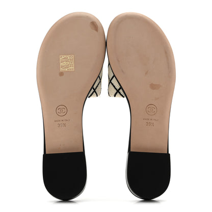 Chanel Pearl Embroidery CC Mules 39.5 Black White 6 of 10