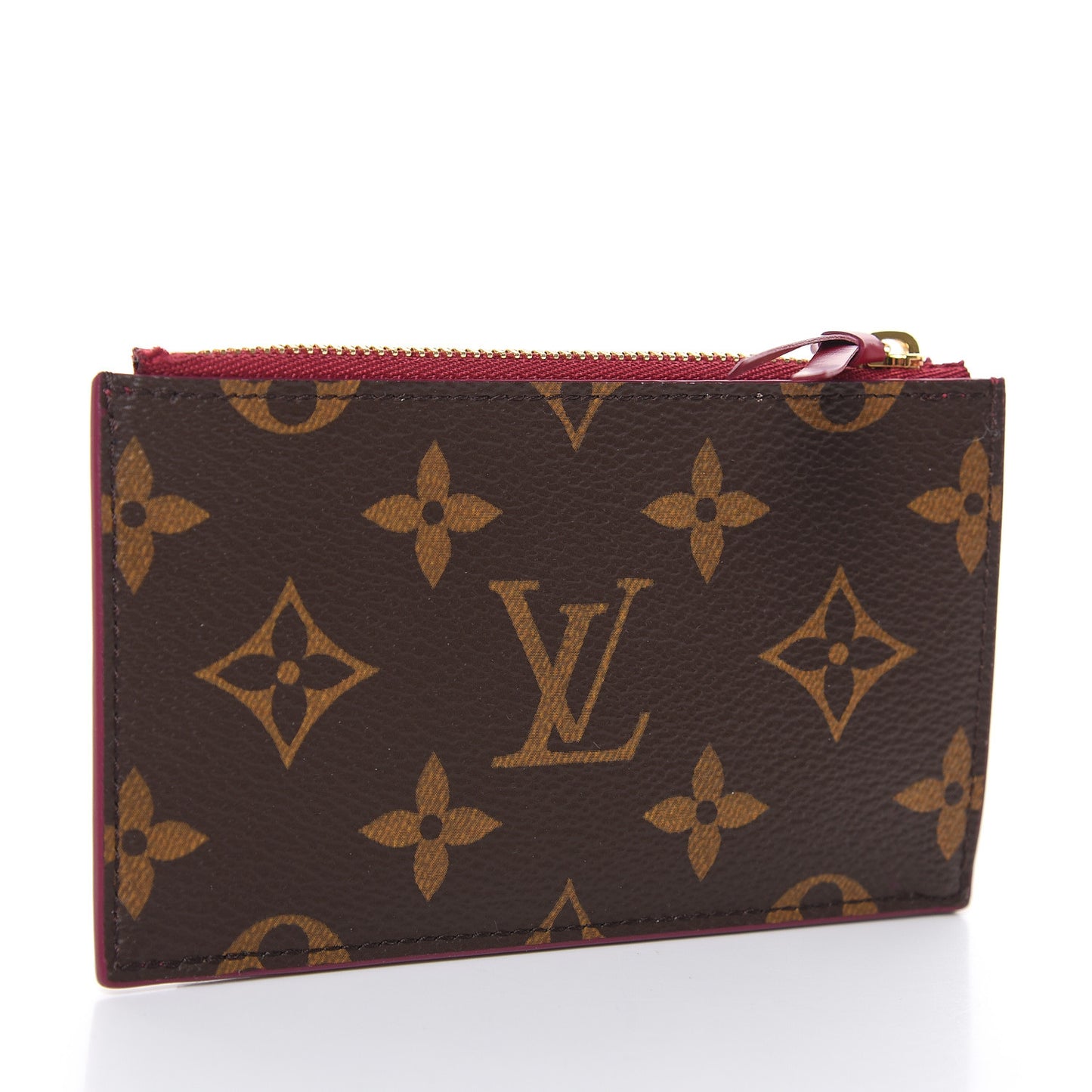 Monogram Zipped Card Holder Fuchsia