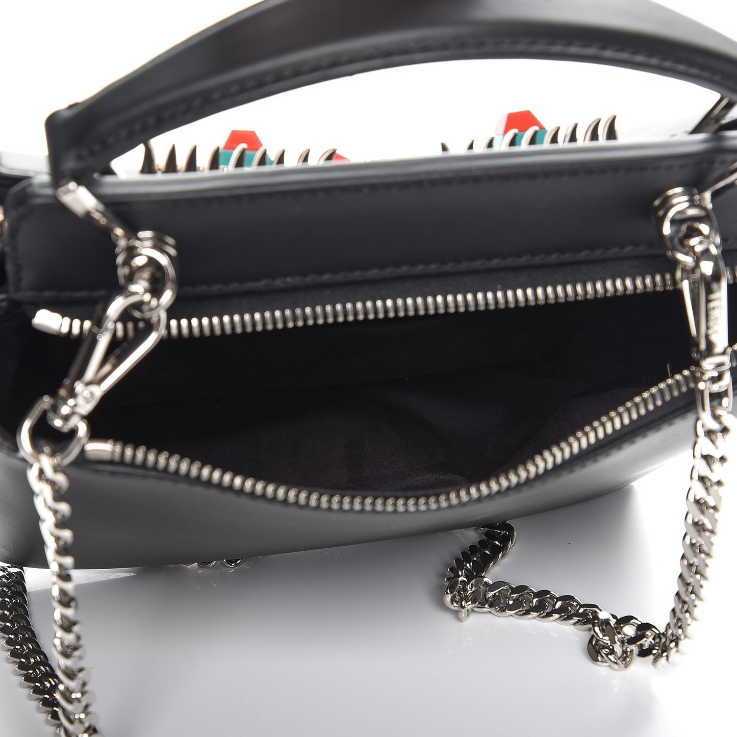 Vitello Baltico Hypnoteyes Studded Small Dotcom Click Chain Satchel Black