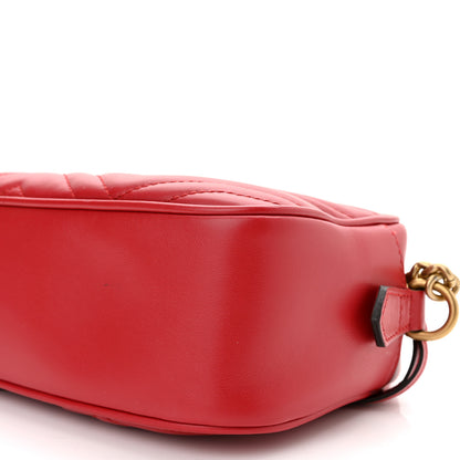 Gucci Calfskin Matelasse Small GG Marmont Chain Shoulder Bag Hibiscus Red 10 of 10
