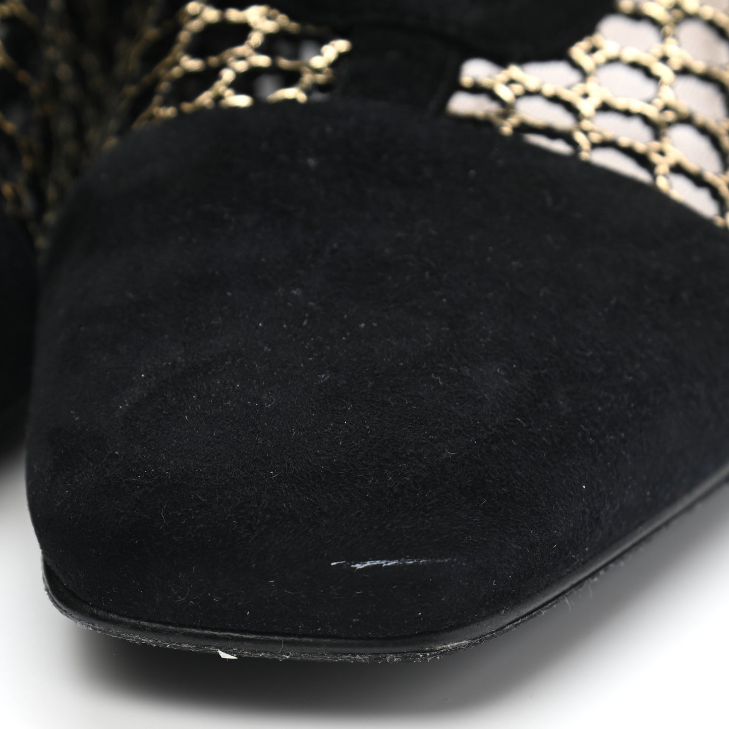 Suede Laminated Resille Naughtily-D 30mm Ankle Boots 38.5 Black Gold