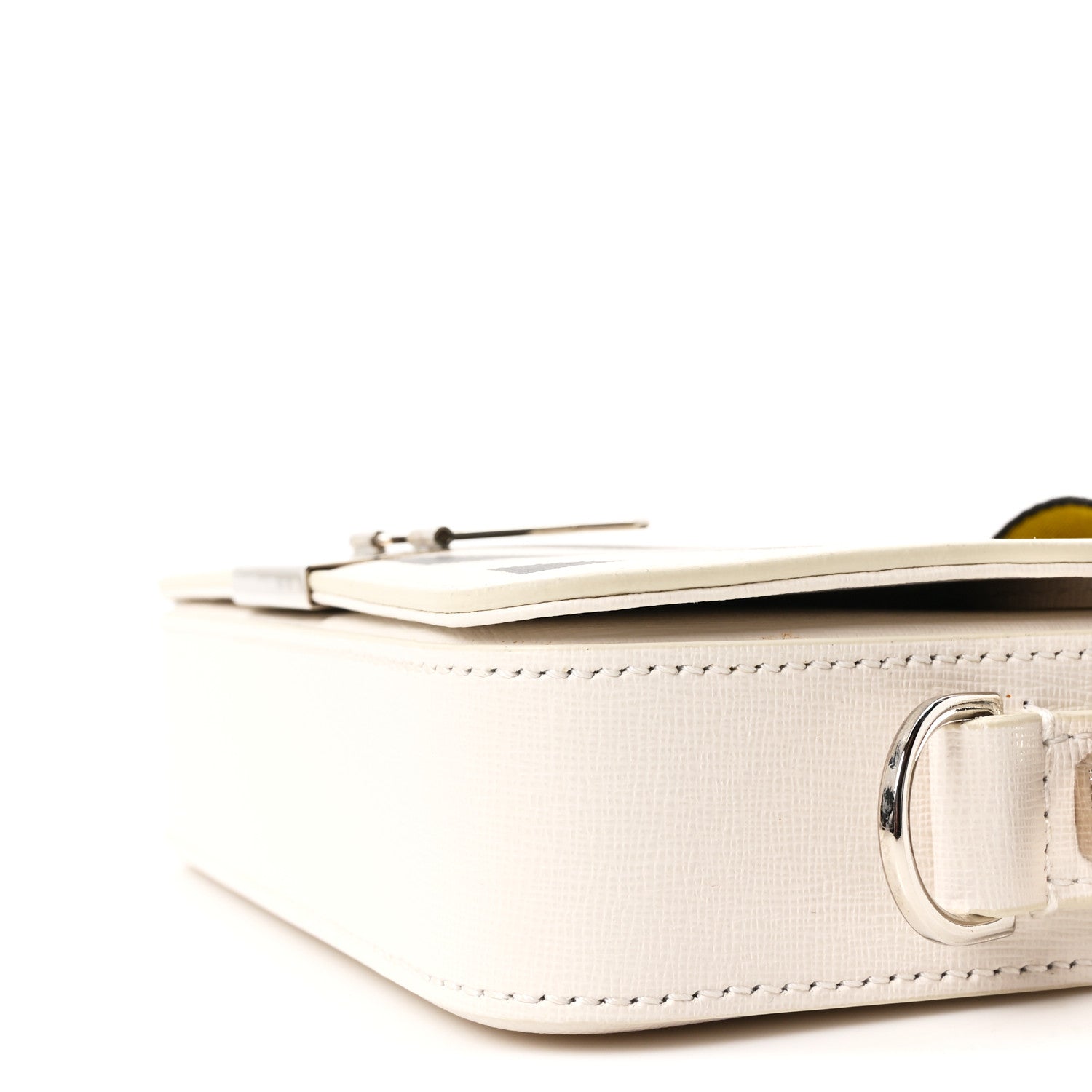 Off-White Saffiano Striped Mini Diag Binder Clip Bag White Black Yellow 9 of 10