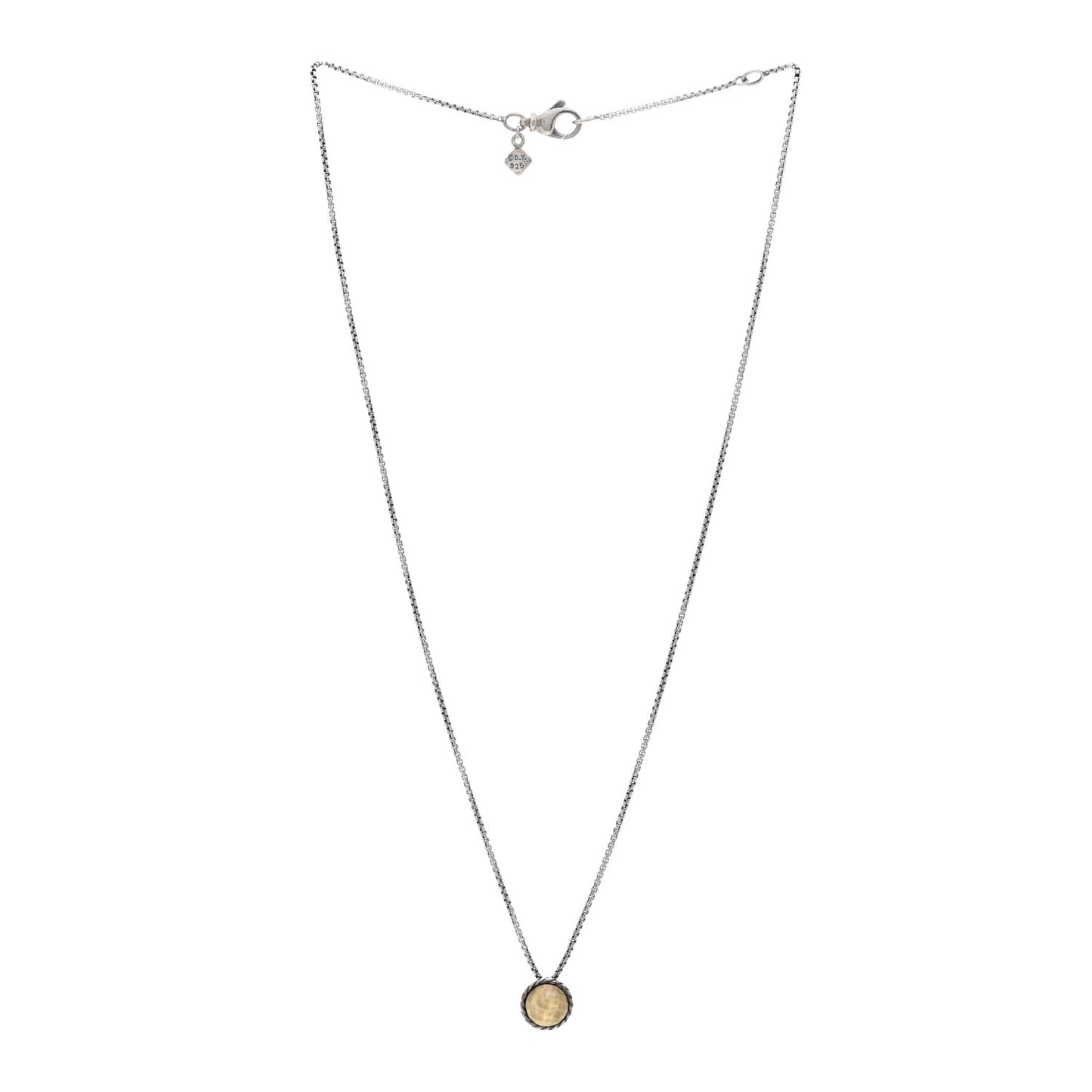 Sterling Silver 18K Yellow Gold 8mm Petite Chatelaine Pendant Necklace