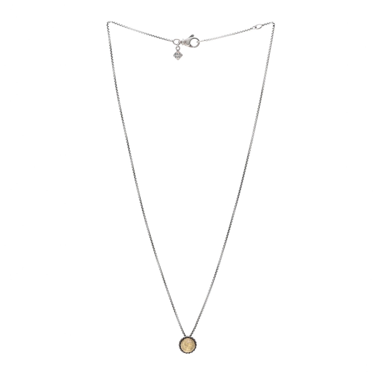 David Yurman Sterling Silver 18K Yellow Gold 8mm Petite Chatelaine Pendant Necklace 3 of 4