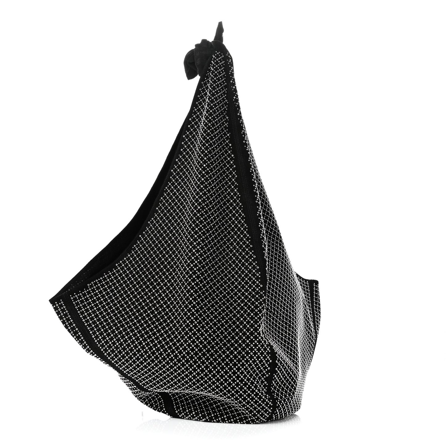 Suede Studded Hobo Bag Black